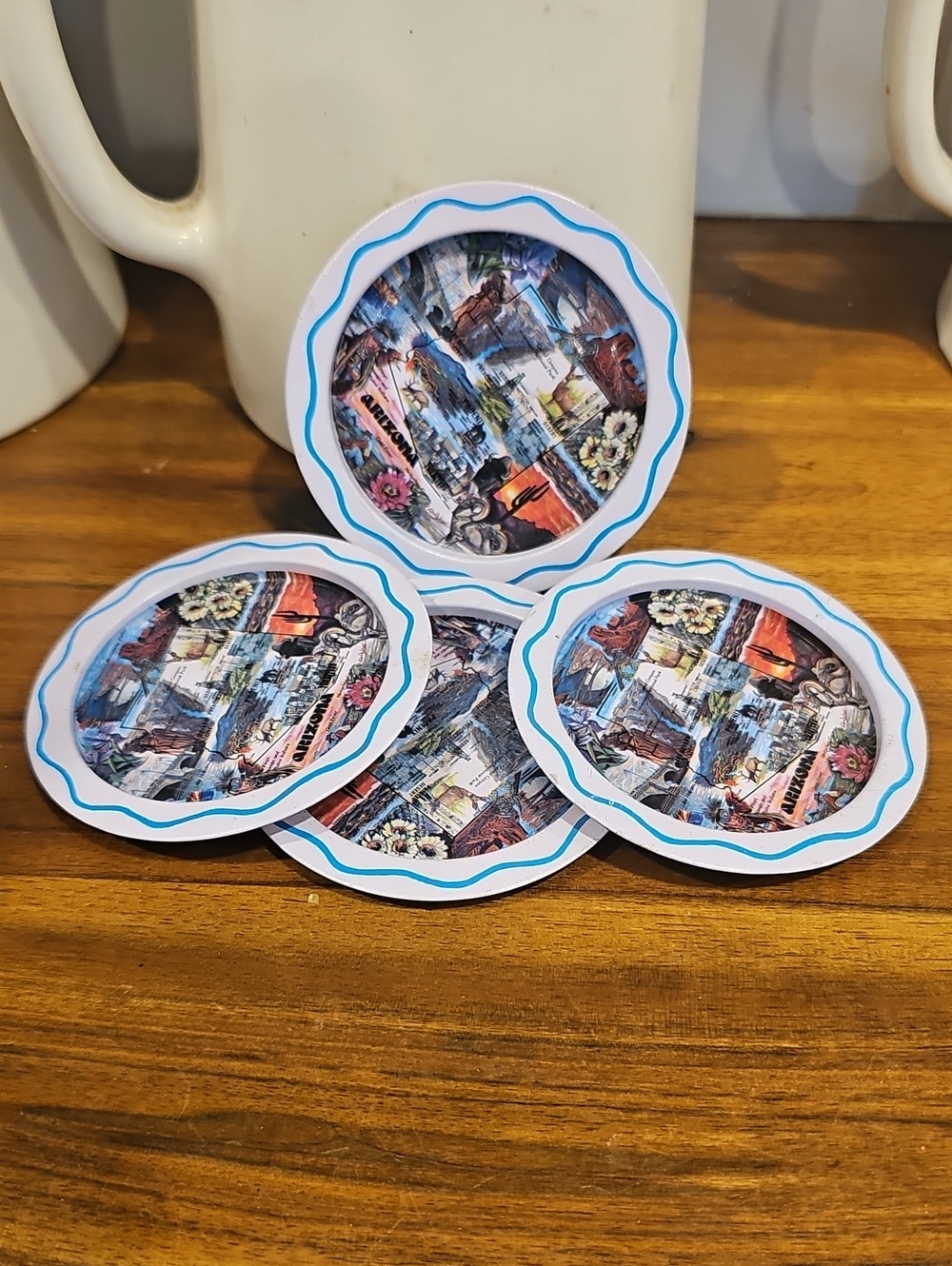 Vintage Arizona Round Metal Coasters - Set of 4